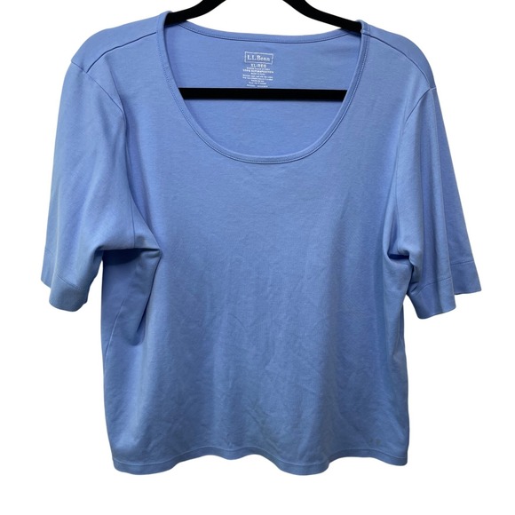 L.L. Bean Tops - LL Bean Womens XL Regular Blue‎ Supima Cotton Scoop Neck T Shirt Layer Prep Gorp